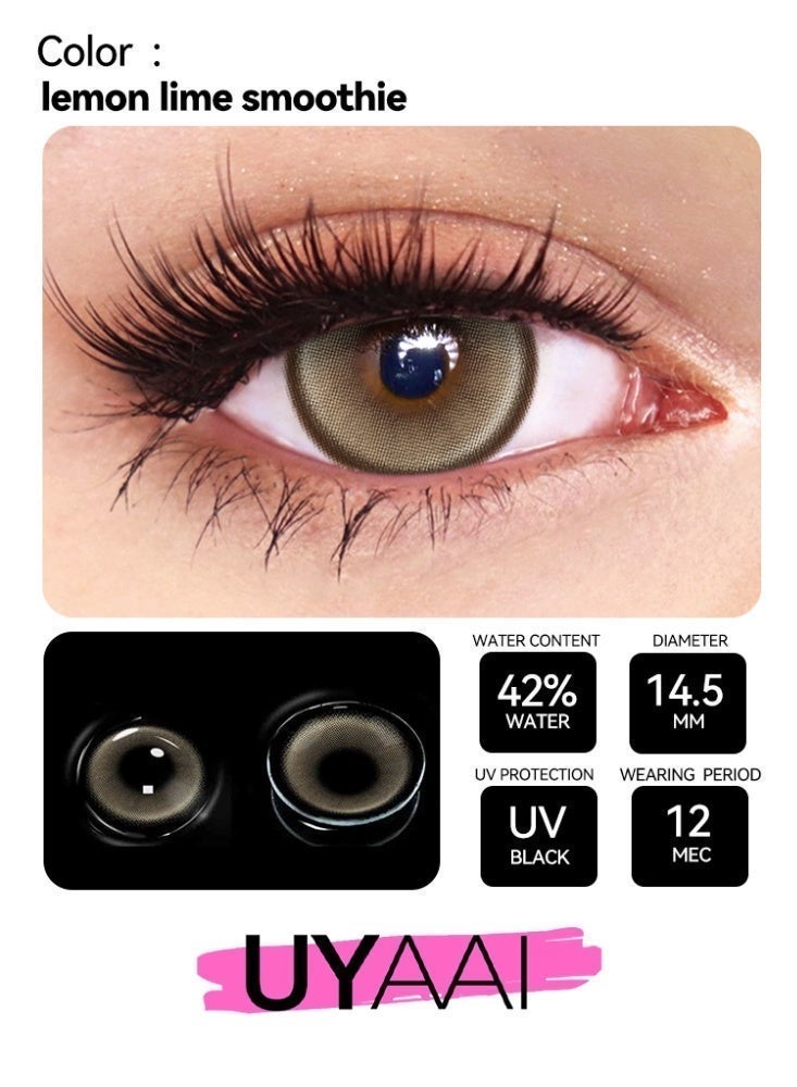 UYAAI lemon lime smoothie Yearly Colored Contact Lenses, Unisex Cosmetic Contact Lenses, Natural Fashion Lenses, 42% Soft Lenses - Image 2